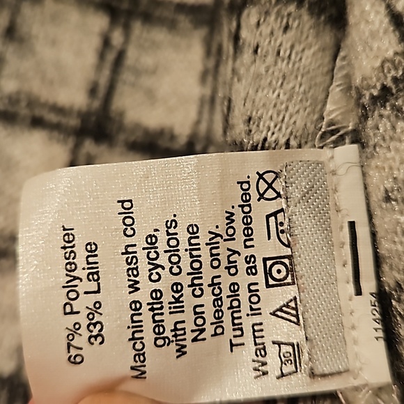 Wool Madewell high low short sleeve buffalo  check top sz.M - Picture 7 of 7